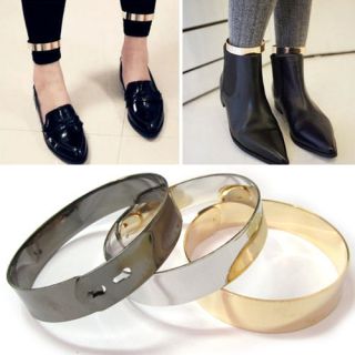   Flat Mirrors Metallic Metal Ankle Leg Foot Cuff Bracelets Ring Bangle