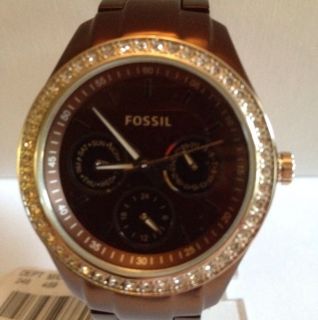 Fossil Stella Boyfriend Aluminum Brown Ladies Watch ES2949 MSRP $135