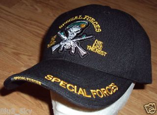   ARMY MILITARY SPECIAL FORCES GREEN BERETS BALL CAP HAT BLACK