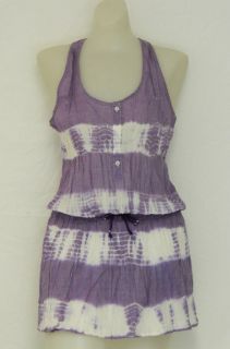   MEDIUM Crinkle Tie Dye Jumper Drop Waist Purple NWOT Cotton Dress