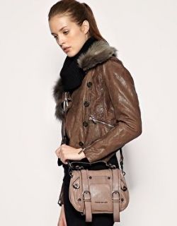 Karen Millen Military Leather Cross Body Satchel Bag £150 USED