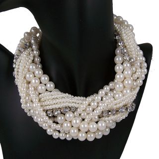 vintage antique style jewellery multi string twist faux pearl choker 