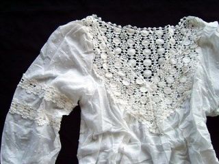   Lace & Whimsy Detailed Gauze Cotton White Blouse Top 4 C39 M
