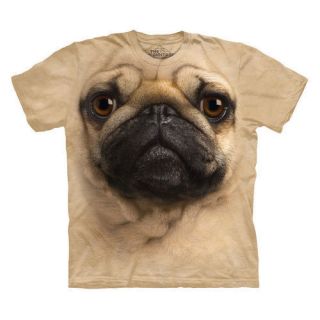 PUG FACE DOG PET LOVER TIE DYED TAN COLORED T SHIRT by THE MOUNTAIN 