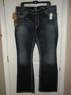 NWT Silver Jeans AIKO Bootcut Jeans Womens Plus 24 x 33 Dark Wash 