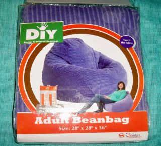 Comfort Research Purple Corduroy Bean Bag Seat Chair Cover 28 x 28 x 