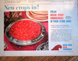 1960 Ocean Spray Cranberry Fresh Cranberries New Crops In Color ad