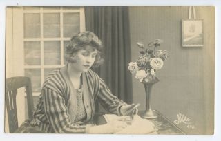 Deco Lady Glamour Letter Photo Love original vintage old 1920s photo 