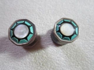 CUFFLINKS MOTHER OF PEARL TURQUOISE SHELL DOUBLE SNAP DECO KUM APART