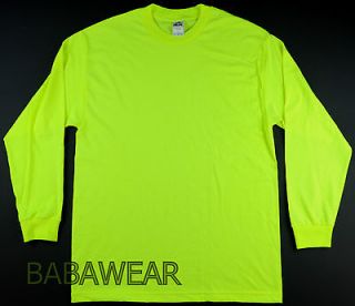 Long Sleeve Shirts AAA High Visibility Neon Green Plain Safety 