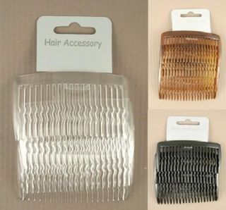   Pack Plain Hair Combs Slides 8cm Black Tort or Clear Hair Accessories