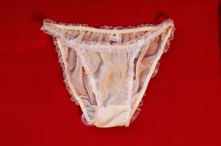   White Silk String Bikini/delicat​e white lace Sissy Panties For Men