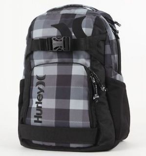   Mens/Boys Hurley Honor Roll Plaid Black Backpack Laptop/SkateBoard Bag