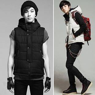 South korea Quilted Puffer Vest mens Hoodie jacket Coat G27