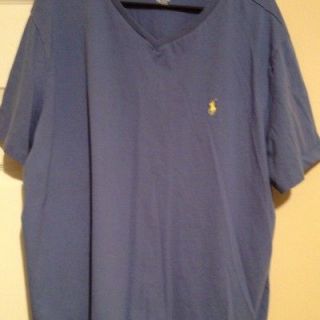 XXL Ralph Lauren Polo T  Shirt   Short Sleeve   V Neck   Light Royal 