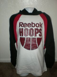 NEW IRREGULAR Reebok Basketball HOOPS KIDS Medium M Hooded Shirt XER