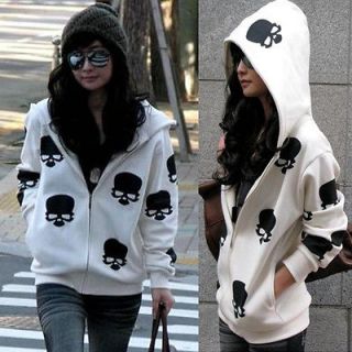Womens Hoodies Outerwear Jacket Street Style Cool Skull Print Long 