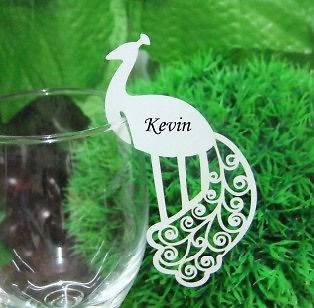   White Peacock Place Card Wedding Decoration, Dinner Parties, Laser Cut
