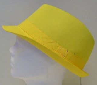   Stylish Trendy Neon Yellow Summer Cool Brim Fedora Panama Sun Hat L/XL