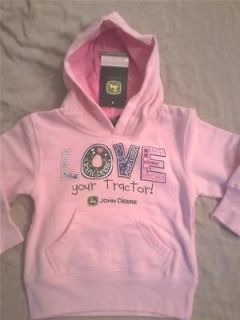   TODDLER GIRL 2T 3T 4T Sweatshirt Hoodie Love Your Tractor Pink