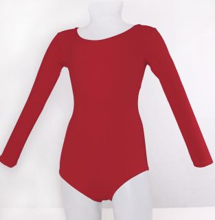 Long Sleeve Childs Leotard Cotton Red Dance NEW Made in USA