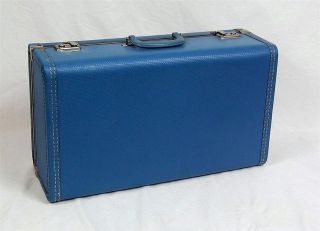 VINTAGE Mid Century Blue Hard side Suitcase