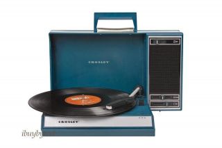   Spinnerette CR6016A TL Teal Portable Suitcase Turntable Record Player