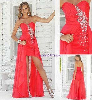 Red Front Short Long Back Prom Gown Evening Dress Party Cocktail Skirt 