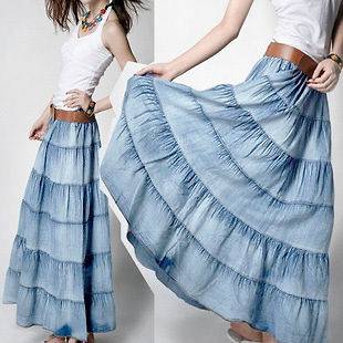 long blue circle skirt