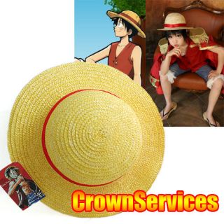 One Piece Luffy Anime Cosplay Straw Boater Beach Hat Cap Halloween 