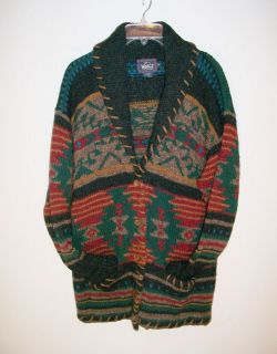 Vtg. Southwestern Aztec Wool Oversized Cardigan Sweater by WOOLWRICH 