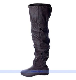   Flat Heel Brown Thigh High Boots Shoes Size 6  LOW PRICE HIGH QUALITY