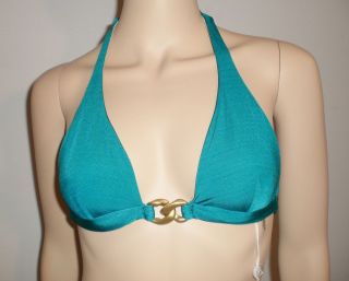 Vitamin A Swimsuit Blue Luxe Link Halter Bikini Top $84