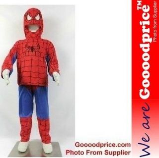 Spiderman Child Costume Xmas Halloween Party hat+shirt+trouser 3pieces 