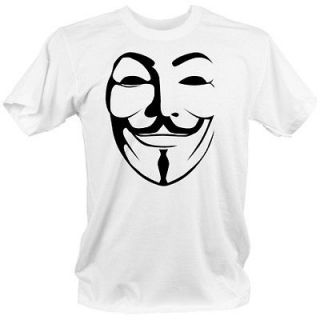 Anonymous WHITE t shirt 3XL Guy fawkes internet hackers mask
