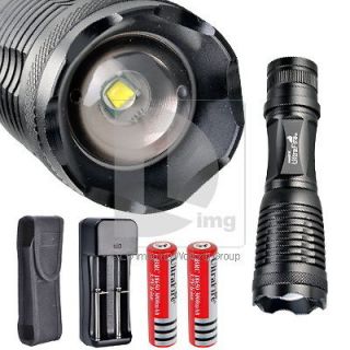 UltraFire 1800LM T6 LED Zoom Flashlight Torch+ 2x 18650 Battery 