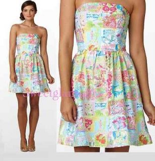 Lilly Pulitzer Lottie Multi Lillys State Of Mind Strapless Vintage 