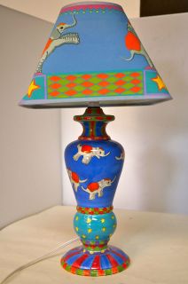 PATRICIA DUPONT HANDPAINTED CERAMIC LAMP W MATCHING SHADE, NWOT, BIN 