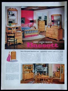 Vintage 1962 Bassett Wood Furniture Magazine Ad Chimney Corners 