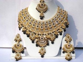 Ashwairiyas Glamour Jodha Akbar Black Bridal Necklace Set Earring 