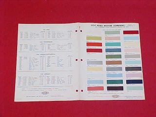   THUNDERBIRD CAR TRUCK PAINT CHIPS CHART BROCHURE W/ SPRING COLOR 59