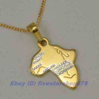   WHITE GOLD GP AFRICA MAP PENDANT 18 NECKLACE SOLID BRASS FILL GEP