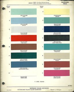1955 PACKARD Color Chip Paint Sample Brochure / Chart PPG, Ditzler