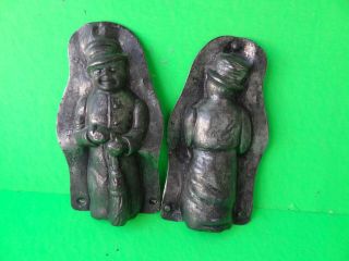   PART TIN CHOCOLATE MOLD,MAN IN TOP HAT WITH BROOM,CHIMNEY SWEEP
