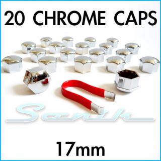 20) Chrome Cap Covers Wheel Lug Nut Bolt VW Audi Saab