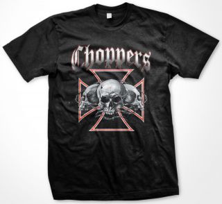 Choppers Three Skulls With Barbed Wire, Iron Templar Cross Death Mens 