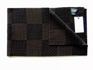 NWT DIOR Brown and black CD squares, pure double faced wool Unisex 
