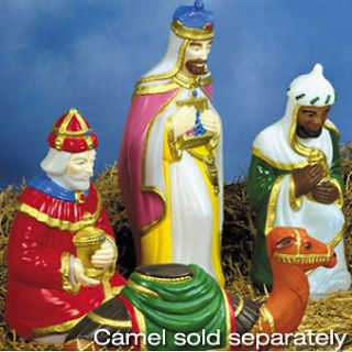 Christmas Outdoor Lighted Blow Molded Life Size Nativity Figures 