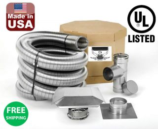 Chimney Liner Kit 8 x 25 Stainless Steel .006 316 Stove Inch Feet 