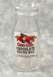 Newly listed Cho Cho Chocolate Malted Milk Glass Half Pint Milk Bottle 